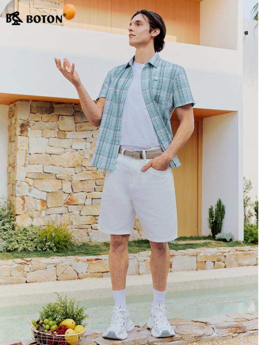 波顿男士夏季清爽自在 短袖格仔衬衫MS170226 商品图1