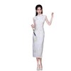 白色丝绒春夏新款竹叶刺绣改良新中式素雅气质长款旗袍MZ 商品缩略图4