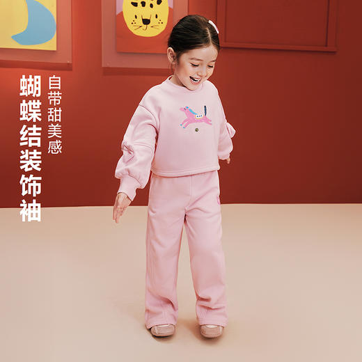 迷你巴拉巴拉女童加绒长袖套装儿童长袖长裤抑菌甜美2025新年冬季 商品图1