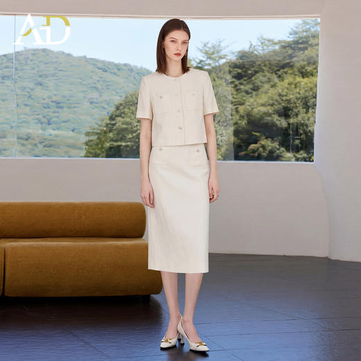 AD高端品牌短袖西装套装女夏2026新款高级感高知得体穿搭职场半裙 商品图1
