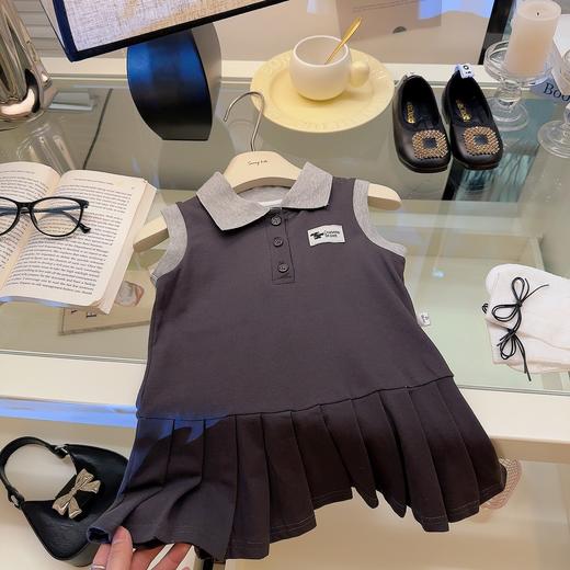 【纯棉亲肤！耐洗耐穿】学院风连衣裙女童休闲POLO领百褶裙公主连衣裙背心裙纯棉。xb 商品图3