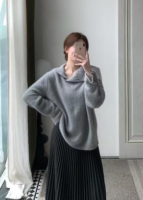 【门店同款】ENJOY冬季拼接翻领针织上衣 168993675