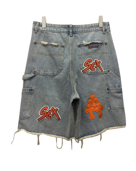 男款刺绣毛边休闲短裤la009 商品图1