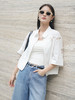 松弛感拉满！白色镂空刺绣翻领拉链衬衫 夏季宽松显瘦中袖棉麻开衫 商品缩略图0