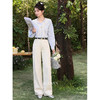 鹿向南「柔纱阔意」白杏色阔腿牛仔裤女夏季小个子高腰宽松裤子 商品缩略图3