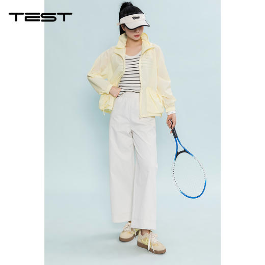 夏上新韩系松弛感浅黄透气抽绳口袋长袖防晒外套女2262001 商品图0