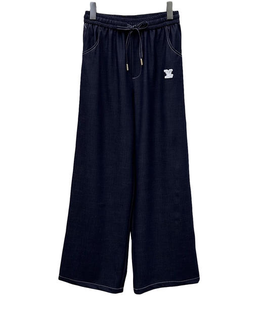 女款刺绣阔腿牛仔长裤la 商品图0