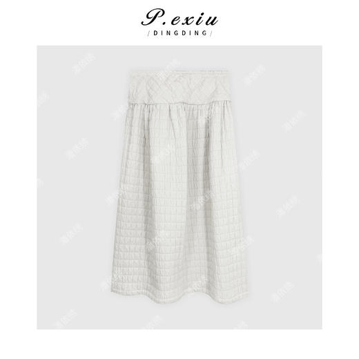 04-3潘依绣丁丁宠粉立体剪裁格纹肌理感显瘦A字松紧腰半身裙Q81954 商品图1