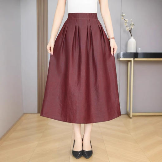 丁摩 真丝老料香云纱款100%桑蚕丝高腰通勤洋气优雅半身裙2516 商品图1