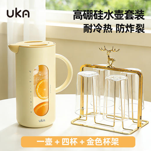 UKA 自开合冷水壶杯架套装 小清新色系 高硼硅玻璃 耐冷耐热 重力感应自开合 精致又高级 专利防尘 商品图8