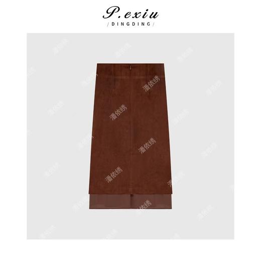 04-3潘依绣丁丁宠粉柔雾感时髦复合麂皮绒拼接网纱半身裙 7016T 商品图2