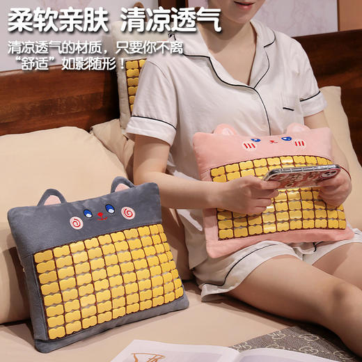 【久睡不塌陷❗感受夏日清凉】夏季竹席抱枕办公室座椅靠垫凉席小枕头午休枕教室趴睡枕便携靠枕。ri 商品图2