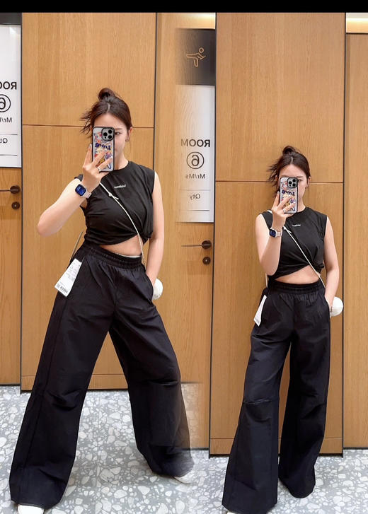 411-2 大爆款 lu褶皱宽松工装裤 显瘦藏肉阔腿裤 商品图5