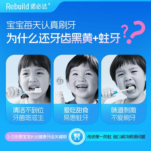 【购5支送同款1支试用+配套万毛牙刷2支】Rebuild诺必达儿童健齿牙膏草莓味50g/支 孕妇宝宝儿童牙膏2岁-12岁换牙期 商品图2