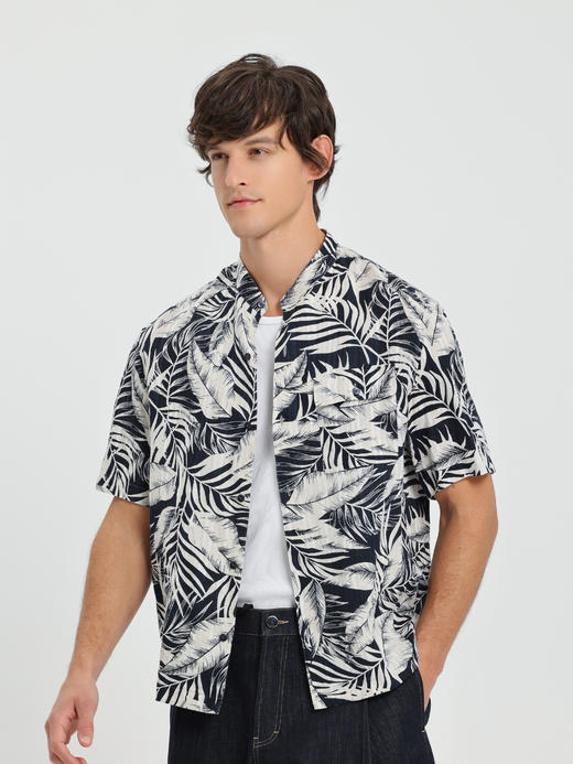 callisto光影花卉天然雨露麻小立领衬衫 商品图4