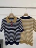 【xjwm1】贵子新款女士时尚条纹针织翻领短袖T恤！！ 商品缩略图1