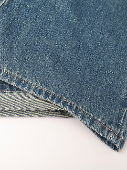 法式慵懒风复古做旧蓝高腰阔腿牛仔裤 垂感直筒 夏季宽松显瘦拖地长裤 商品图3