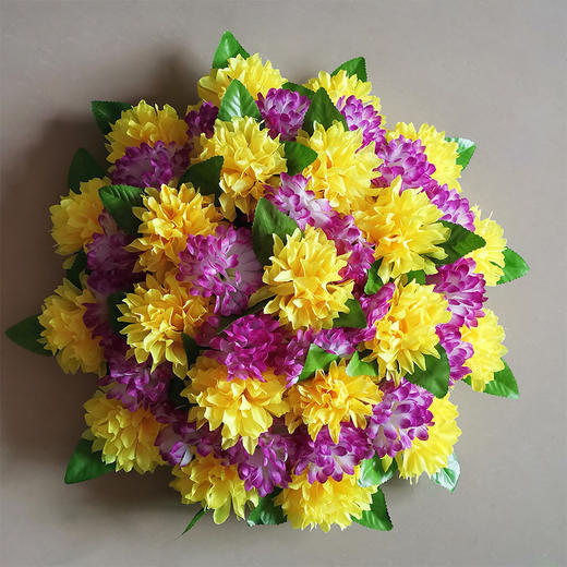 黄紫菊花花圈清明仿真花假花祭祀殡葬陵园扫墓摆放现货祭祀用品批发 商品图0