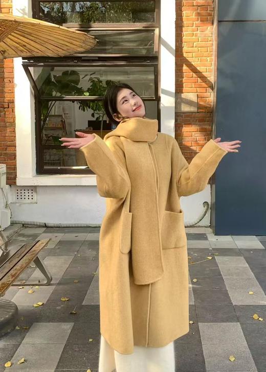【门店同款】ENJOY冬季韩系带围巾长款大衣 166793848 商品图1