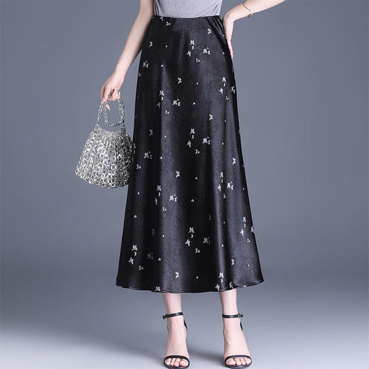 「自」全新升级【铂金会员146/天猫189/差价43】(11905)洛诗琳复古印花半身裙女2026夏季新款高腰垂感优雅中长A字裙 商品图2