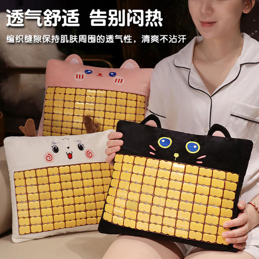 【久睡不塌陷❗感受夏日清凉】夏季竹席抱枕办公室座椅靠垫凉席小枕头午休枕教室趴睡枕便携靠枕。ri 商品图3