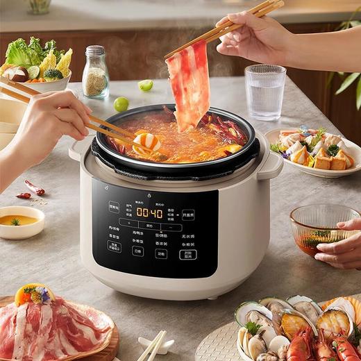 【自营】小熊(Bear)电压力锅5L大容量家用多功能电高压锅聚能黑晶瓷釜煲汤电火锅电煮锅微电脑10大菜单可开盖煮涮火锅 YLB-N50J3一锅双胆智能调压开盖收汁安全防烫 商品图2