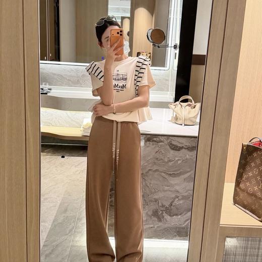 MAX新款抽绳字母飘带窄腿裤莫代尔牛奶丝阔腿直筒裤 商品图3