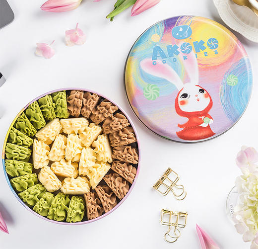 AKOKO 三拼（原味+抹茶味+咖啡味）曲奇饼干 280g 商品图3
