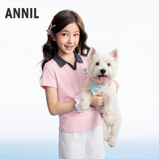 女童翻领短袖针织衫夏季新款安奈儿童装EG621795 商品图2