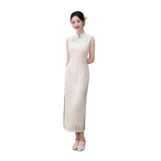 春夏新款旗袍改良无袖年轻款蕾丝气质国风修身复古日常旗袍XL1761 商品图4