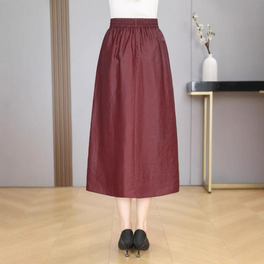 丁摩 真丝老料香云纱款100%桑蚕丝高腰通勤洋气优雅半身裙2516 商品图2