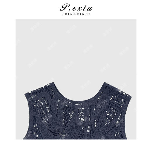 潘依绣丁丁宠粉设计感镂空勾花法式无袖背心 Q15719 商品图2