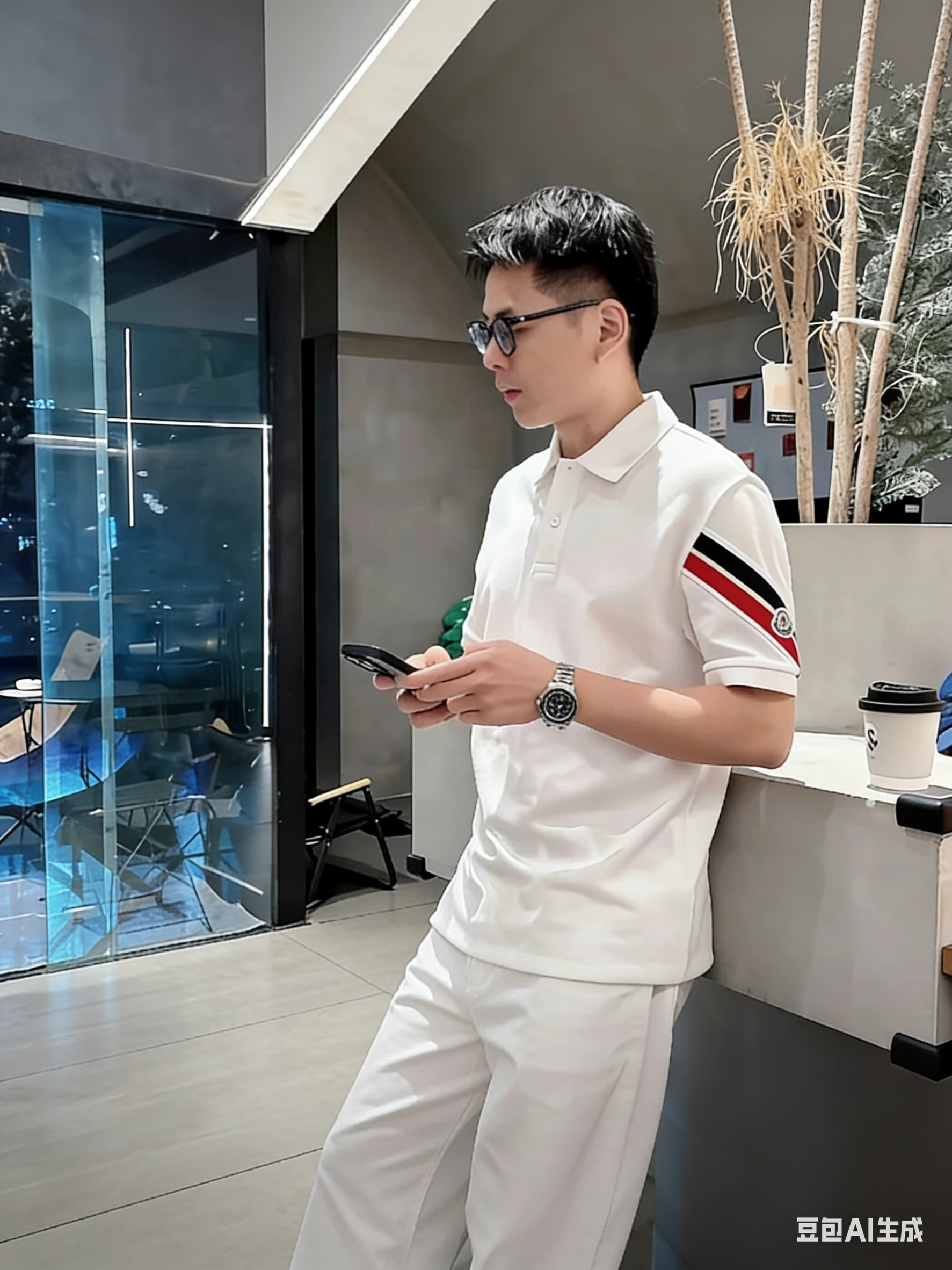 蒙口标志性织带男士短袖Polo衫