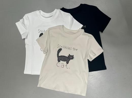 【门店同款】ENJOY夏季潦草猫咪小版T 171493524 商品图0