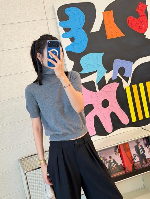 古驰 最新款灰色高领针织短袖 商品图5