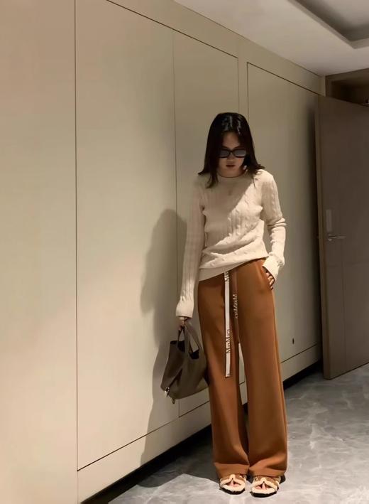 MAX新款抽绳字母飘带窄腿裤莫代尔牛奶丝阔腿直筒裤 商品图5