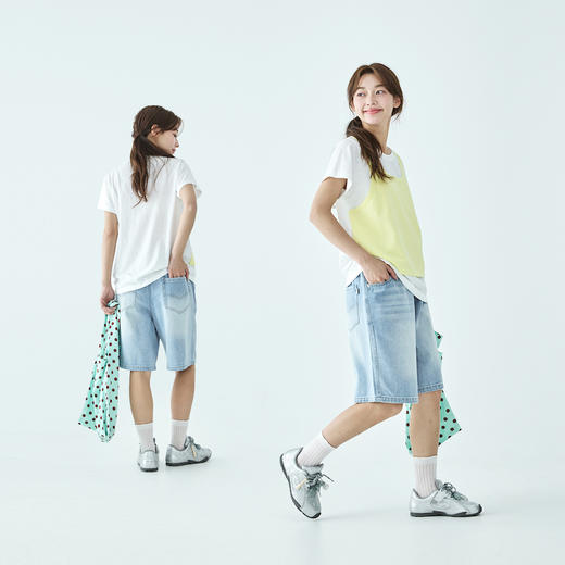 棵初26年夏季新款亲子中大女童经典单宁牛仔短裤蓝色亲肤宽松裤子 商品图4