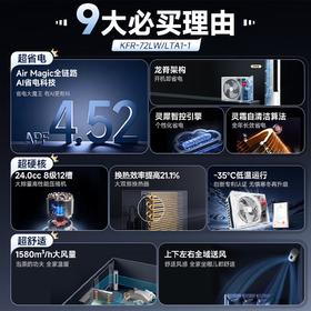 海尔（Haier）智家出品 统帅空调超省电3匹柜机双排铜管新一级能效 急速冷暖 京东家用客厅立式空调 以旧换新 超省电 Air【新品上市】 3匹 双排大风量72LTA1