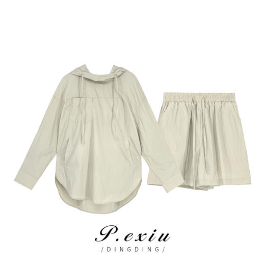 04-3潘依绣丁丁宠粉【都市轻运动】夏季休闲防晒连帽上衣抽绳短裤套装 WH23035 商品图0
