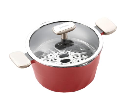 SUPOR苏泊尔陶晶健康汤蒸锅火红点系列22NC01     22CM 商品图0