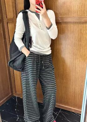 【门店同款】ENJOY秋季圆领半扣拼色假两件长袖T 166294395