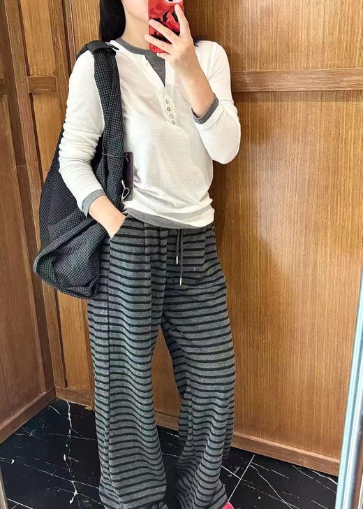 【门店同款】ENJOY秋季韩系慵懒条纹裤 166793493 商品图0