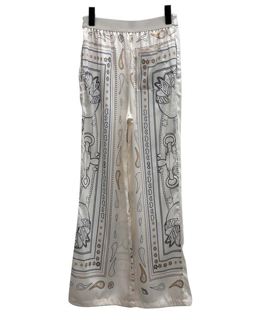 女款丝质印花直筒长裤 可配套装ba 商品图1