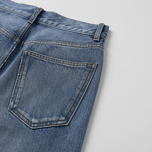 新款复古水洗休闲百搭修身做旧直筒牛仔裤女431NS161 商品图3