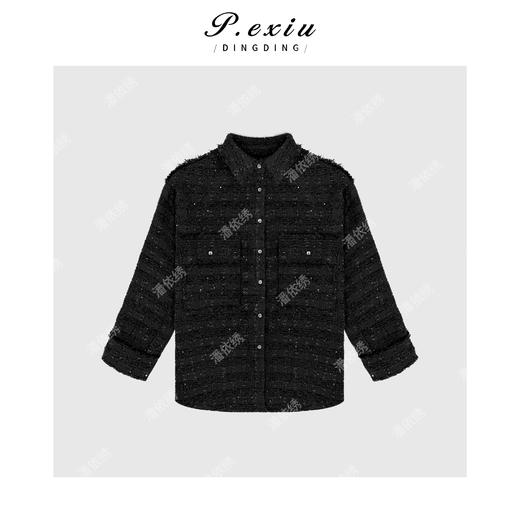 04-4潘依绣丁丁宠粉【暗夜星芒】羊毛银丝珠片毛呢时髦小香风外套M8985 商品图1