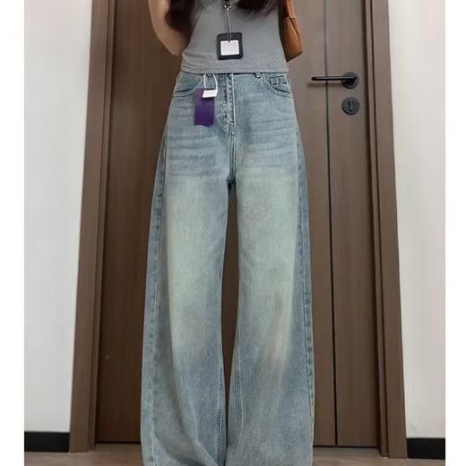 【300斤超大码、高腰显瘦版型】2026新款特大码复古毛边阔腿牛仔裤女胖mm高腰显瘦垂感直筒拖地.TA 商品图3