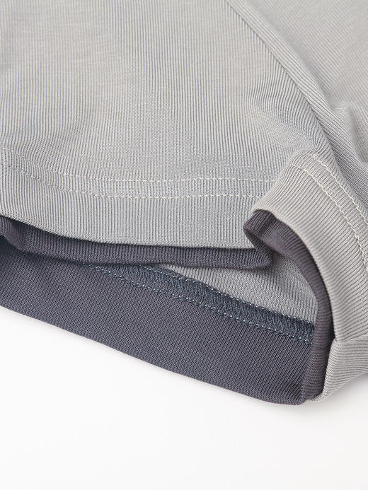 极简通勤假两件撞色圆领 T 恤 坑条肌理 夏季修身显瘦短款辣妹风打底衫 商品图3