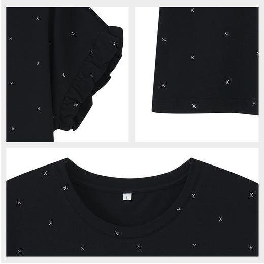 【7.5折限时特惠】（小版）【秀黛】女圆领印花短袖裙棉混纺H型显瘦女士夏季睡裙MW554032T【门店同款】 商品图4