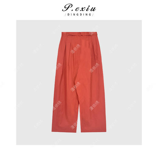 04-3潘依绣丁丁宠粉100%棉复古高级褶皱抽绳弯刀休闲裤 H2520 商品图1