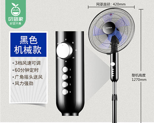 【预售-4月15日配送】NKA康佳落地扇（黑色）/1件 商品图1